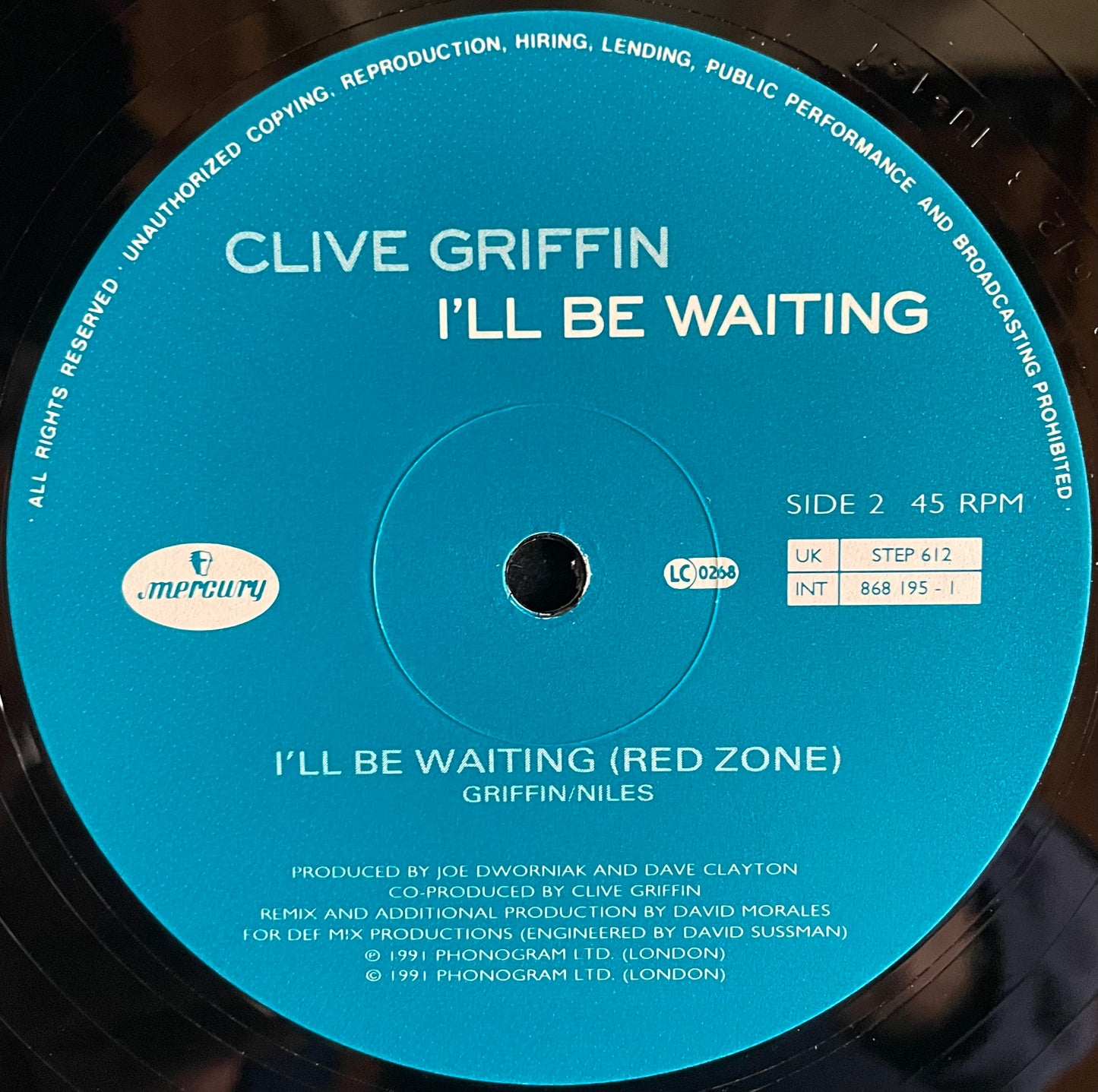 Clive Griffin – I'll Be Waiting - USED Vinyl 12" Single
