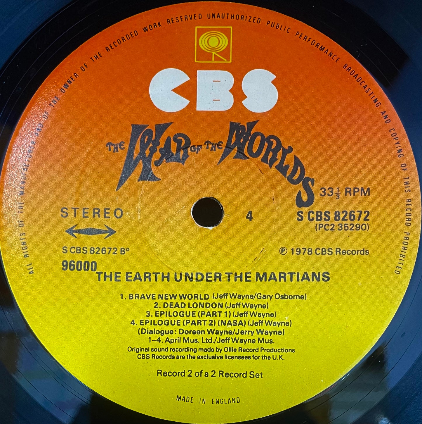 Jeff Wayne – Jeff Wayne's Musical Version Of The War Of The Worlds - USED Vinyl 2LP