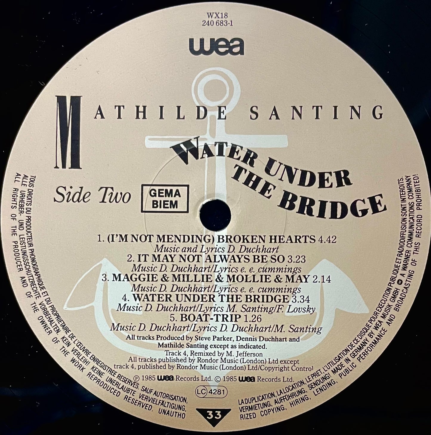 Mathilde Santing – Water Under The Bridge - USED Vinyl LP