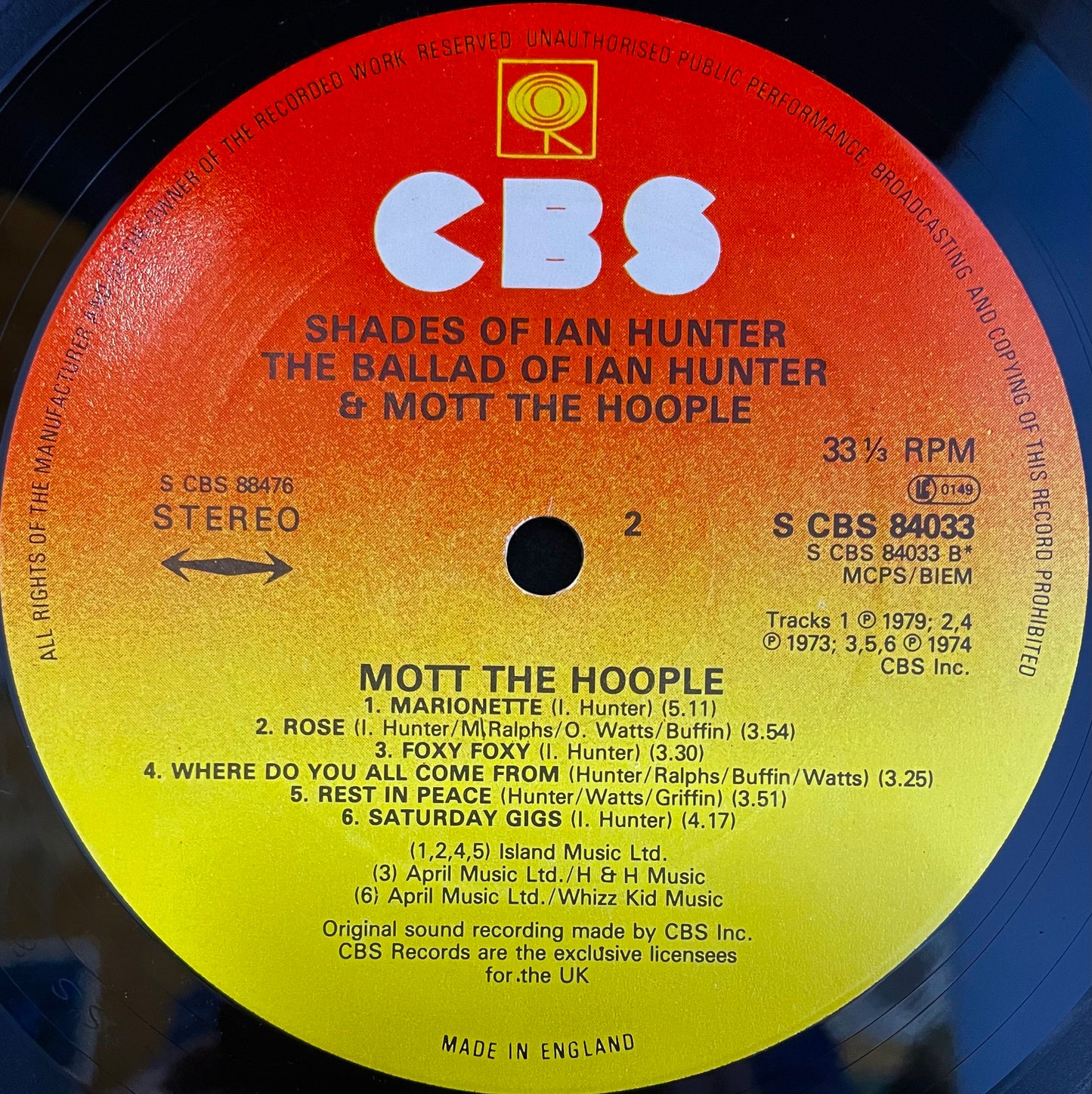 Ian Hunter – Shades Of Ian Hunter - The Ballad Of Ian Hunter & Mott The Hoople - USED Vinyl 2LP