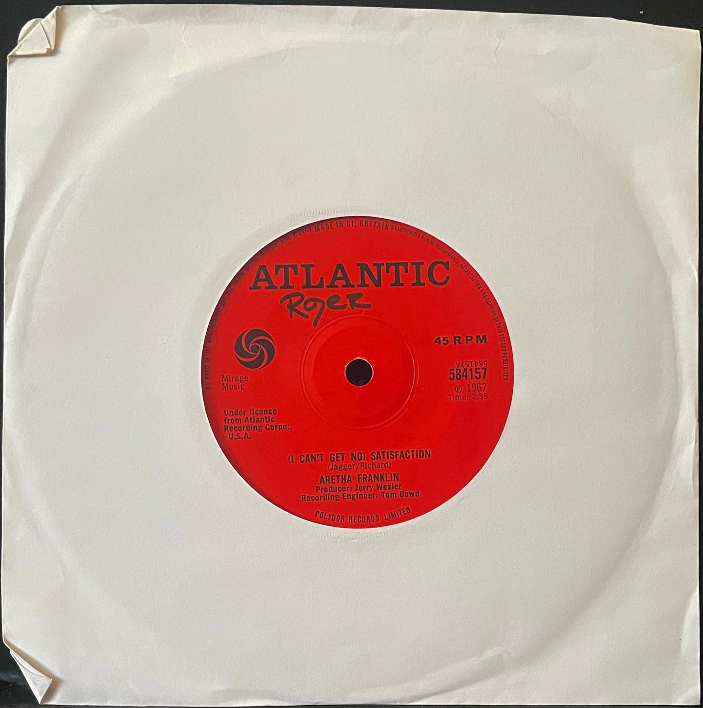 Aretha Franklin– (I Can't Get No) Satisfaction - USED Vinyl 7" Single