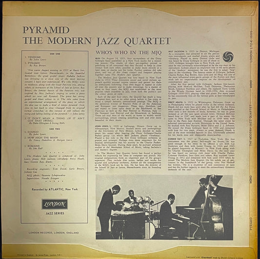 The Modern Jazz Quartet – Pyramid - USED Vinyl LP - MONO