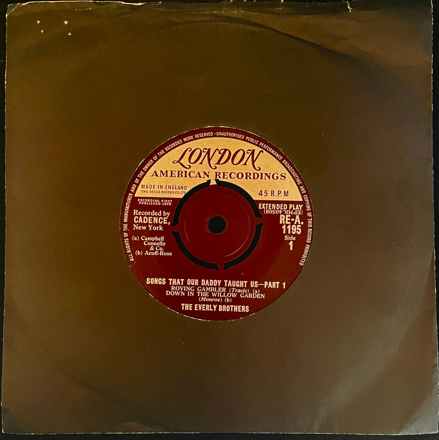 The Everly Brothers – Songs That Our Daddy Taught Us - Part 1 - USED Vinyl 7" EP