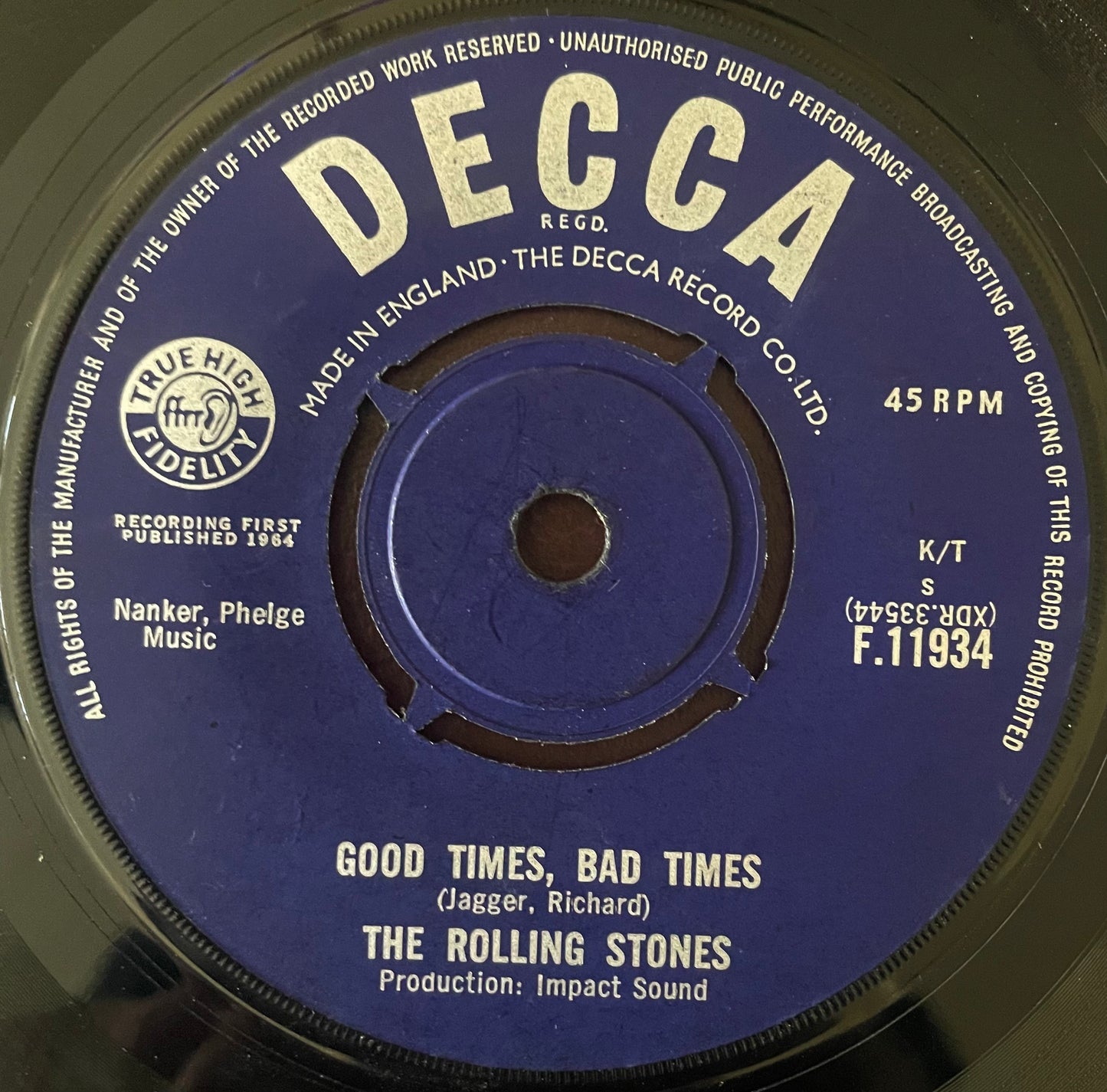 The Rolling Stones – It's All Over Now - USED Vinyl 7" Single