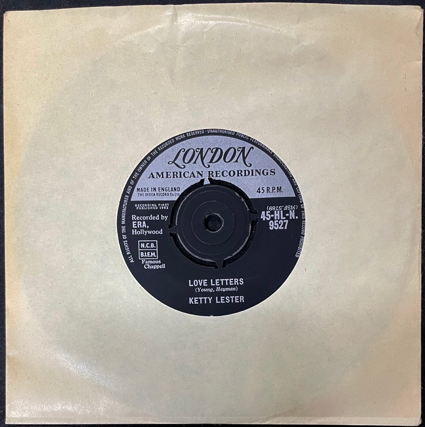 Ketty Lester– Love Letters - USED Vinyl 7" Single