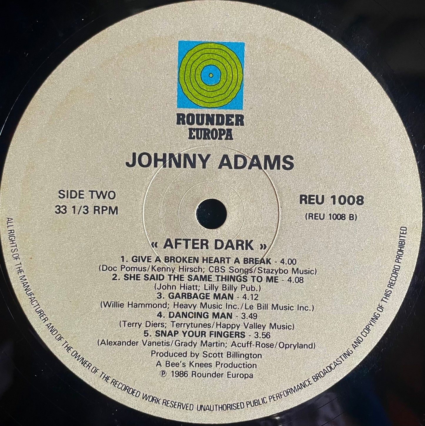 Johnny Adams – After Dark - USED Vinyl LP