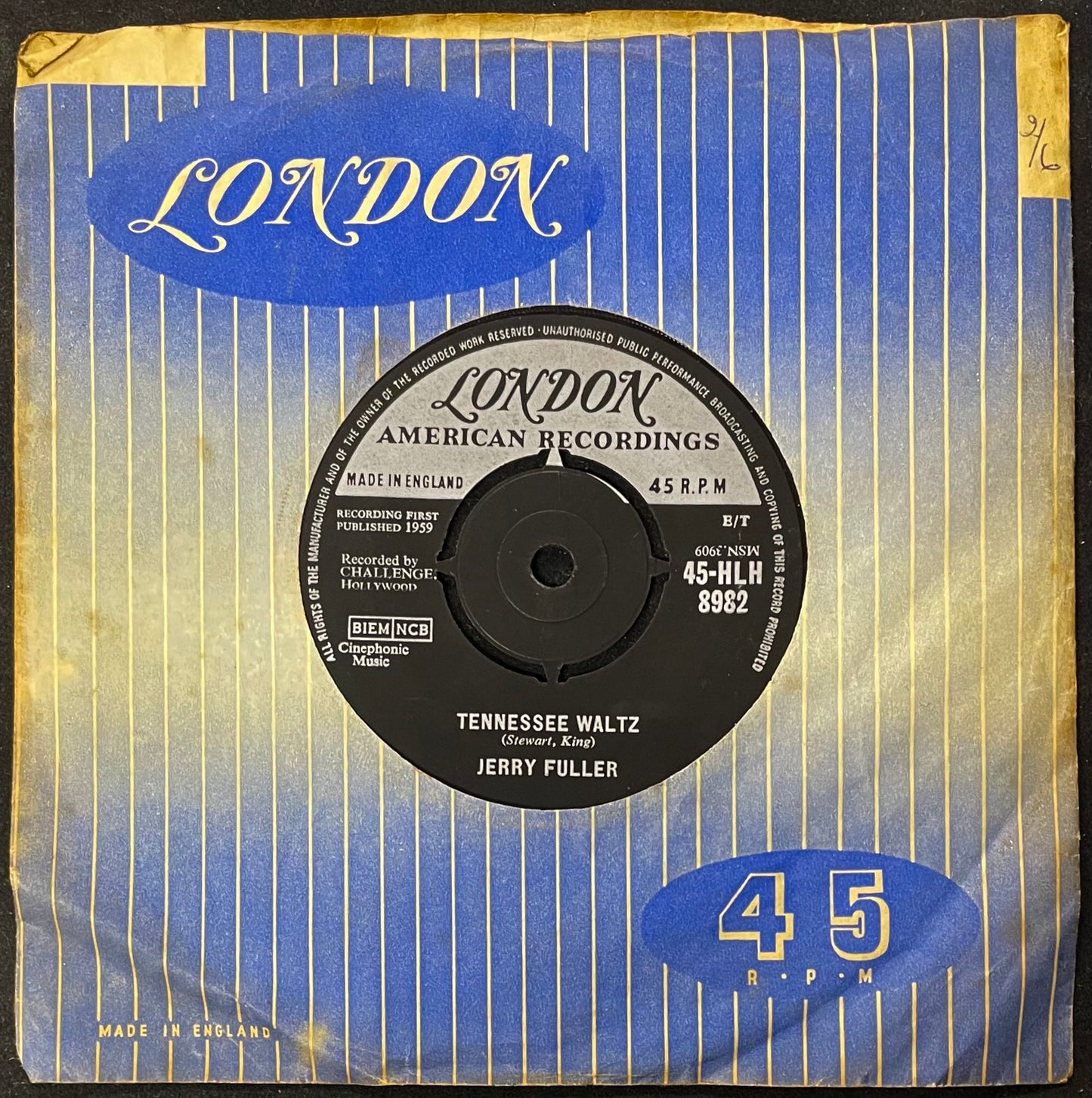 Jerry Fuller – Tennessee Waltz - USED Vinyl 7" Single