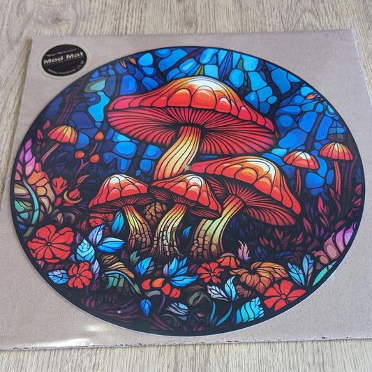 Stain Glass Effect Magic Mushrooms Slip Mat for turntable