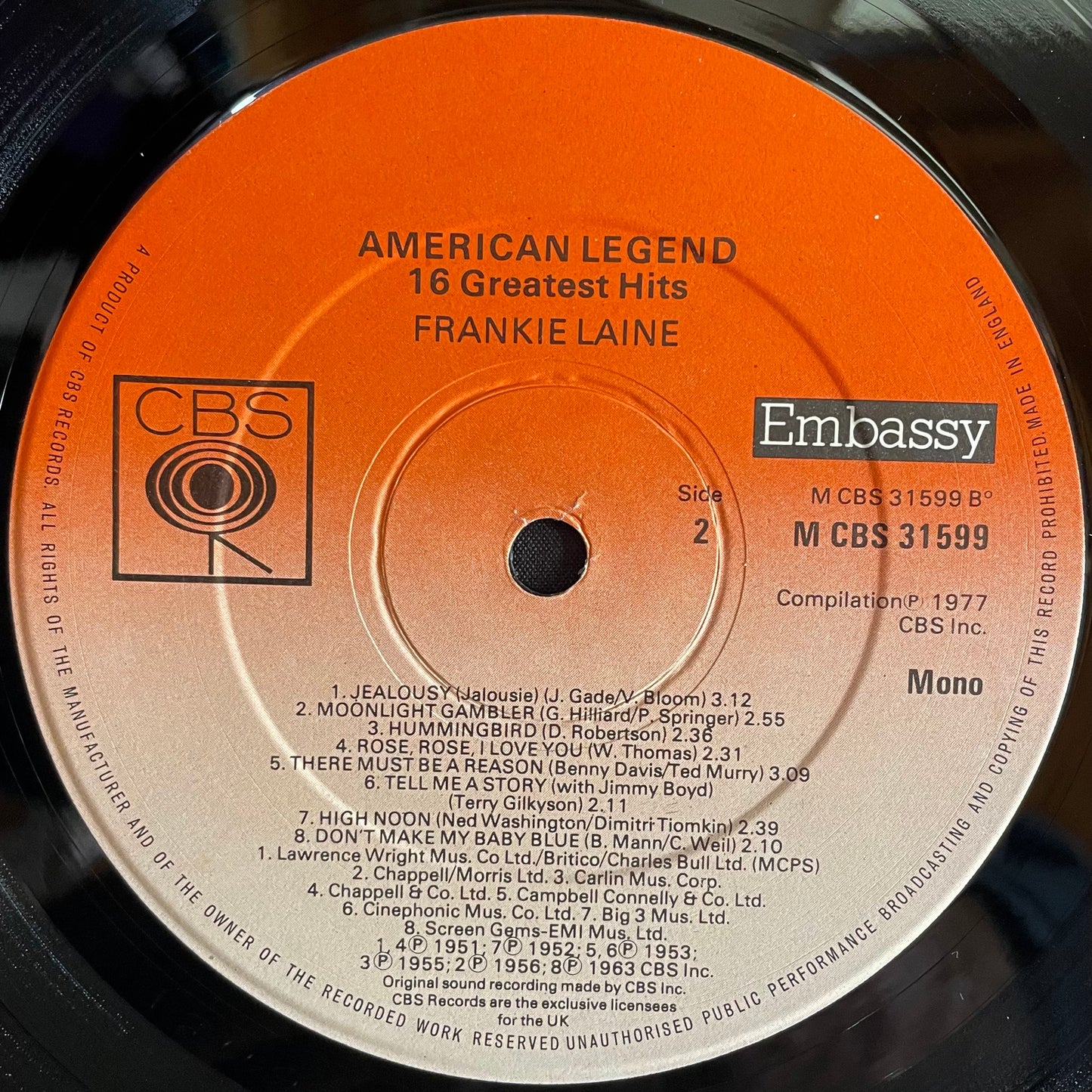 Frankie Laine – American Legend -16 Greatest Hits - USED Vinyl LP MONO