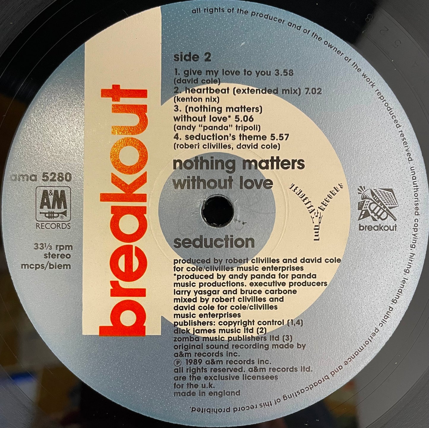 Seduction – Nothing Matters Without Love - USED Vinyl LP