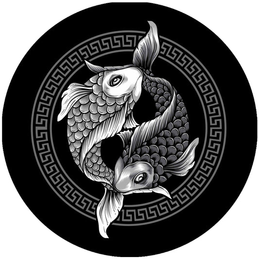 Yin Yang Koi Carp Slip mat - 7 & 12 inch LP Vinyl DJ Pro Turntable Felt Record Player Technics 1210 DJ Turntablist