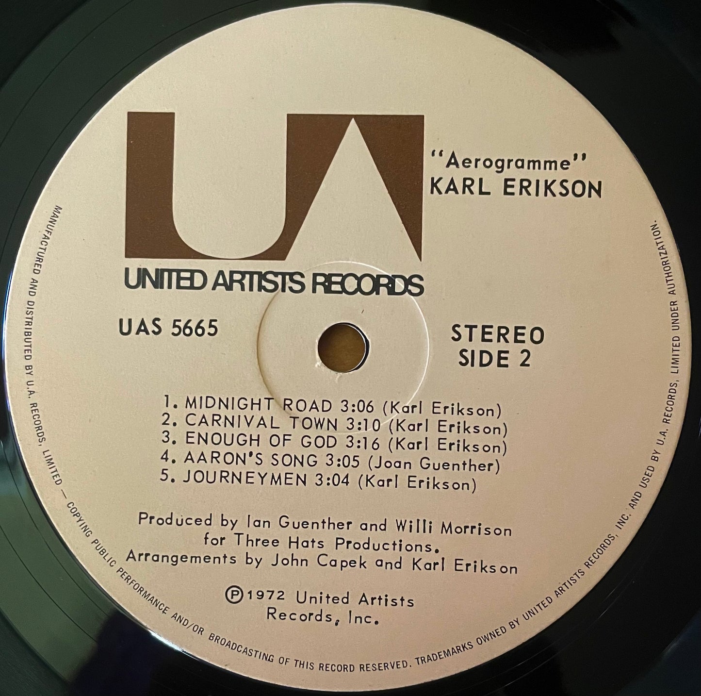 Karl Erikson – Aerogramme - USED Vinyl LP