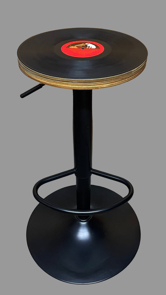 Gas Lift Bar Stool with Vinyl Record Seat