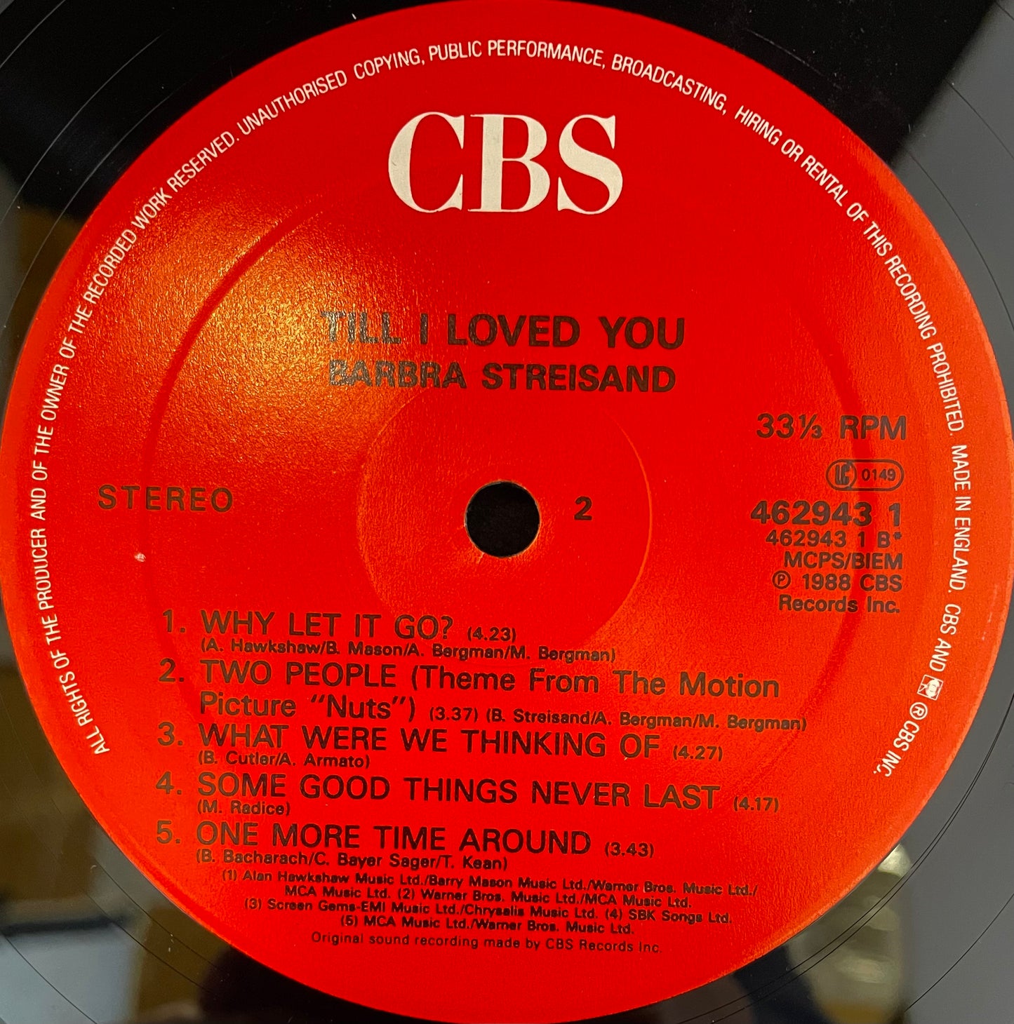 Barbra Streisand – Till I Loved You - USED Vinyl LP
