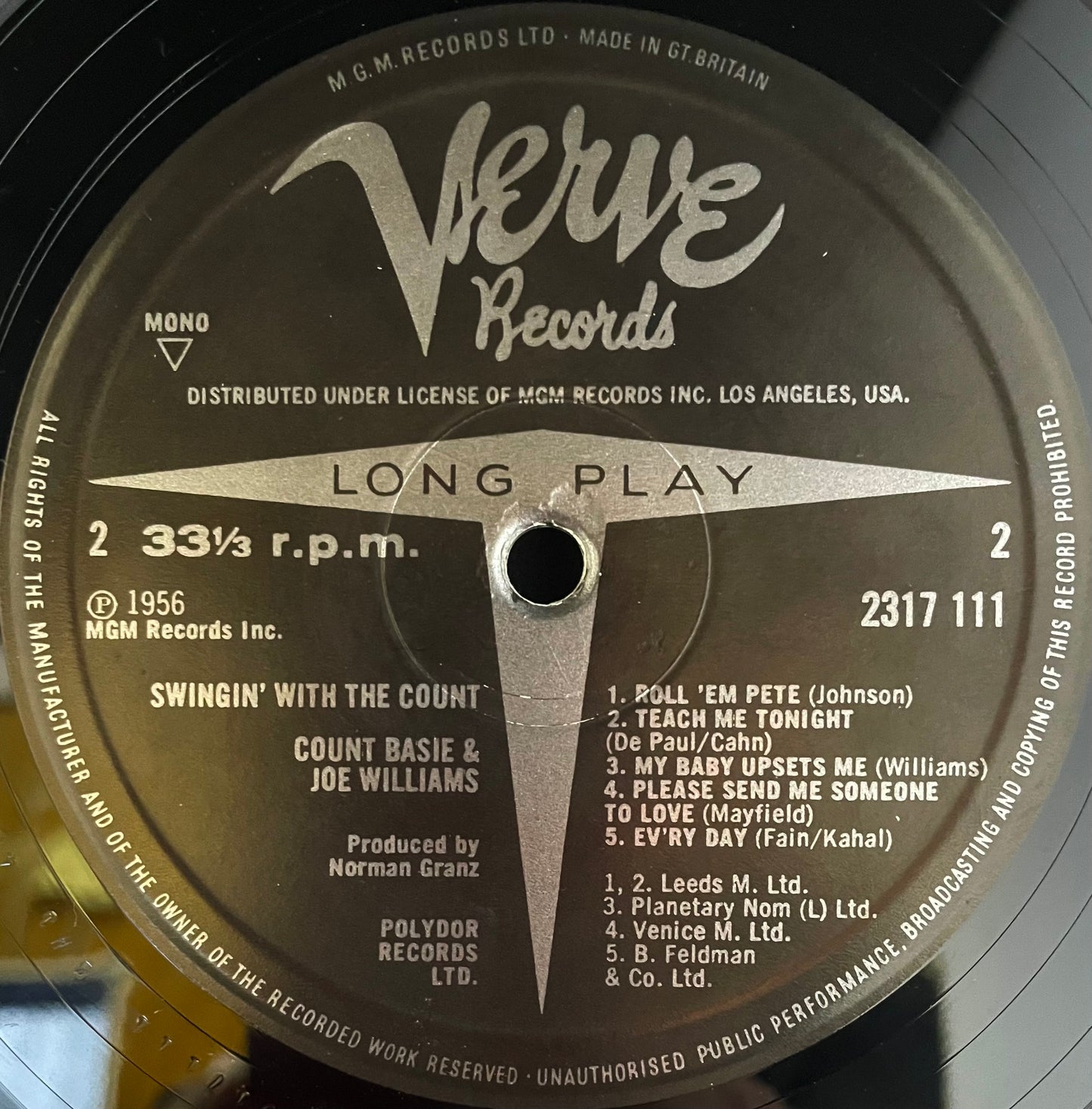 Count Basie & Joe Williams – Swingin' With The Count - USED Vinyl LP MONO