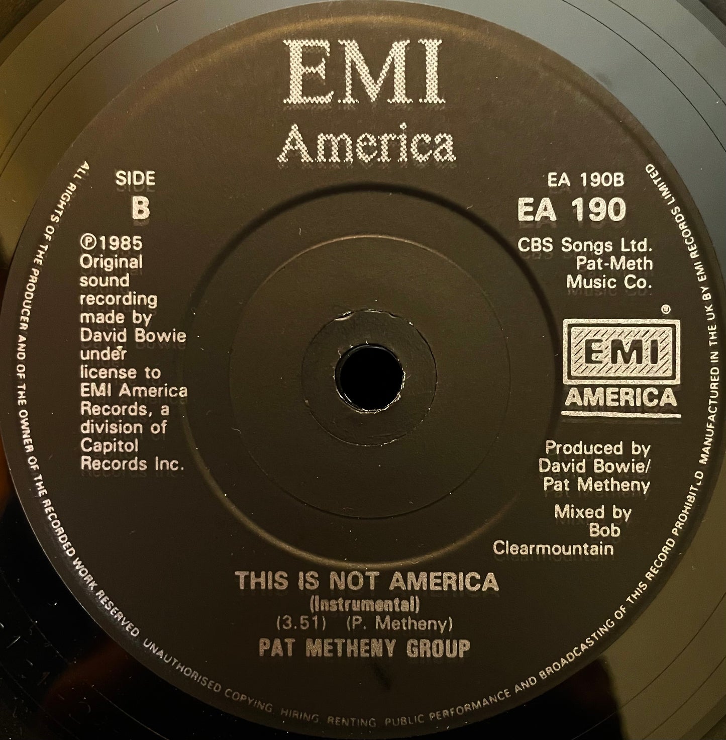 David Bowie / Pat Metheny Group – This Is Not America - USED Vinyl 7" Single