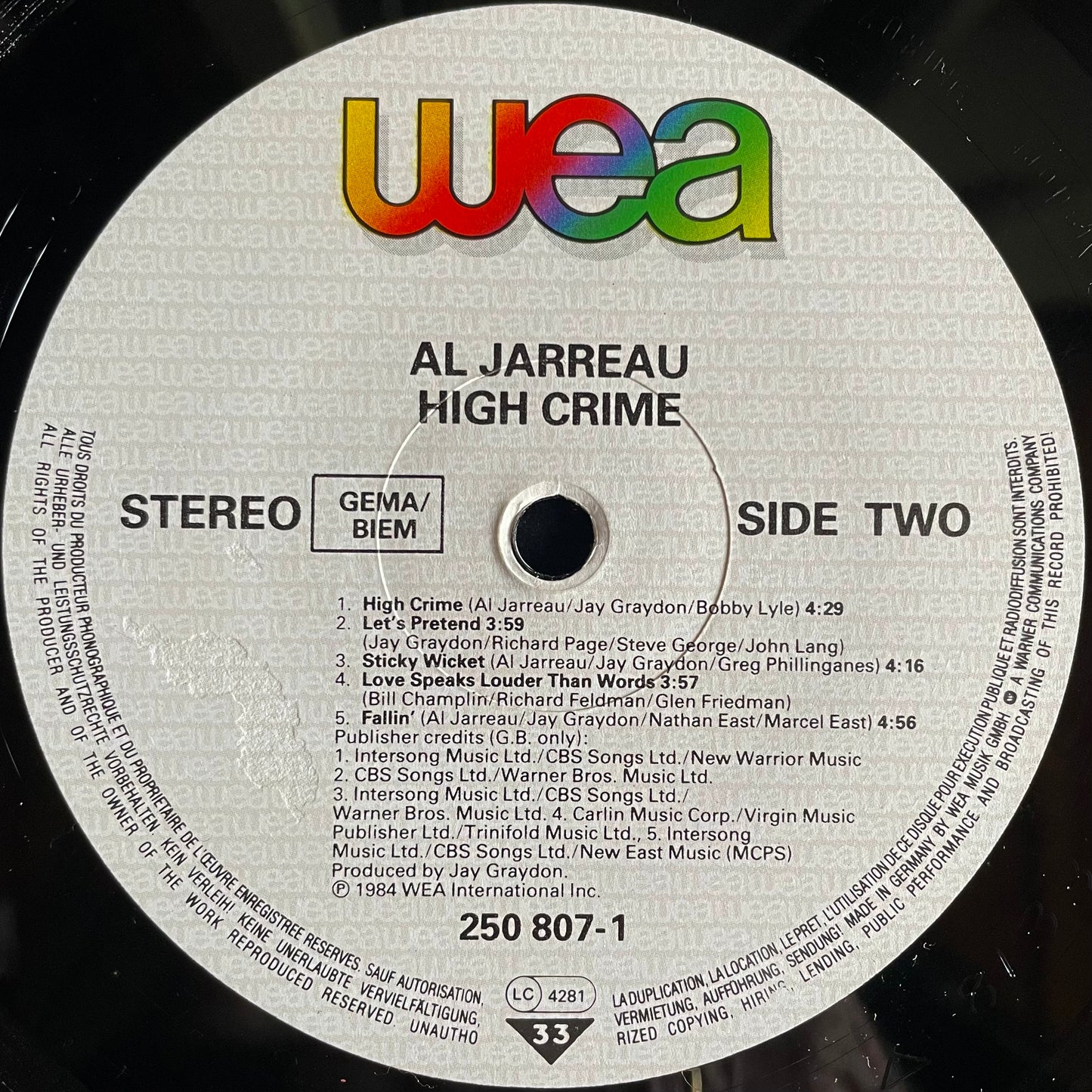 Al Jarreau – High Crime - USED Vinyl LP