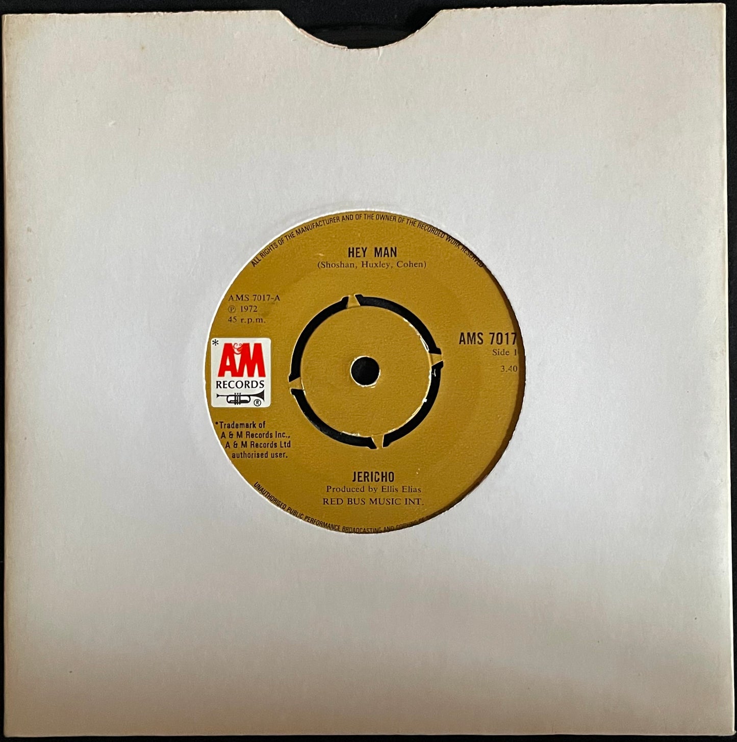 Jericho – Hey Man - USED Vinyl 7" Single