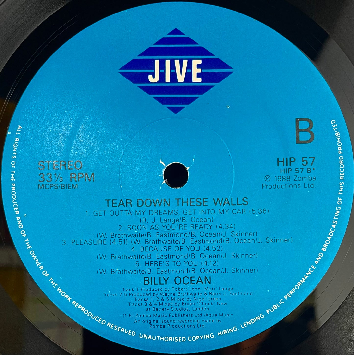 Billy Ocean – Tear Down These Walls - USED Vinyl LP