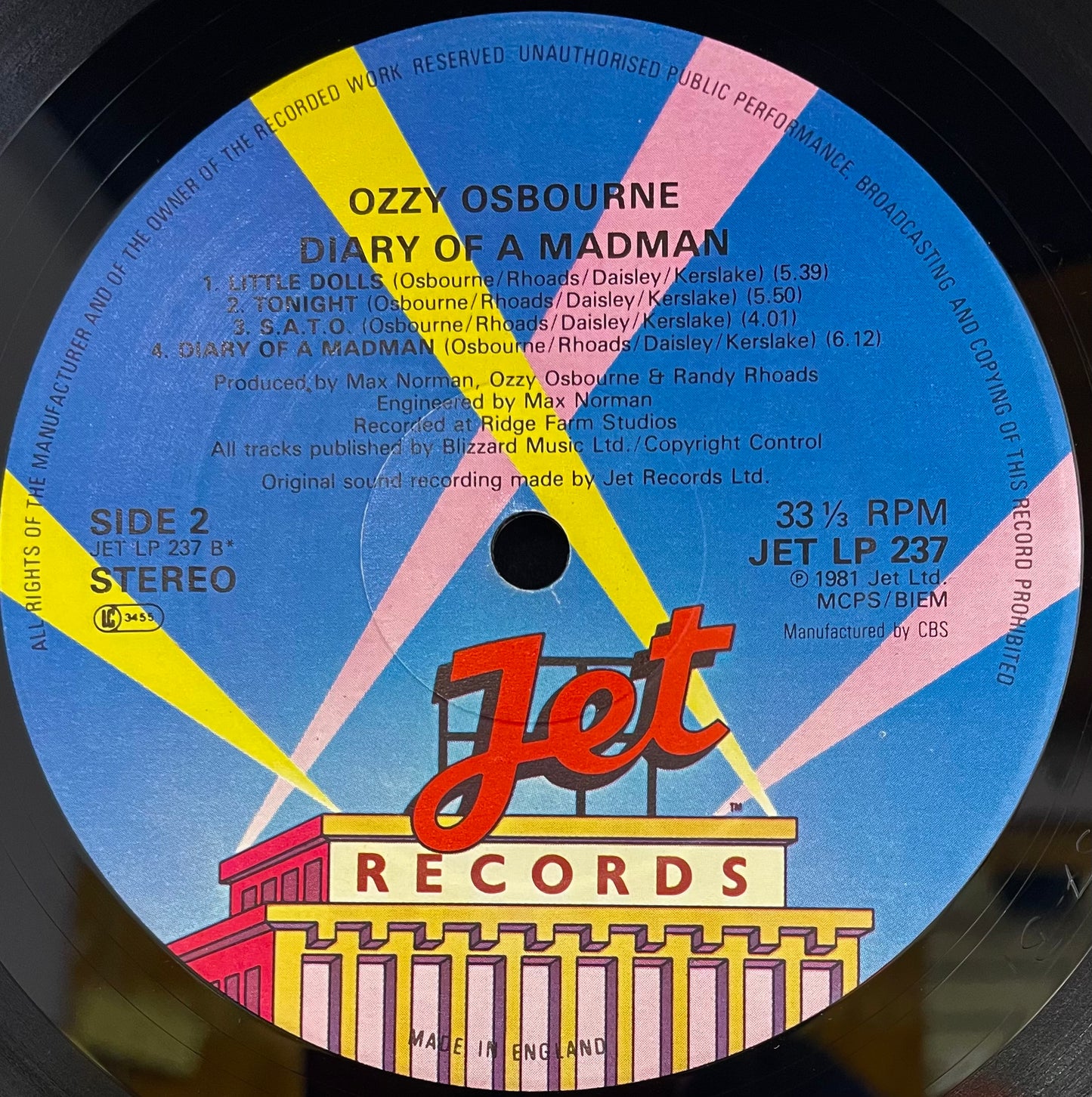 Ozzy Osbourne – Diary Of A Madman - USED Vinyl LP