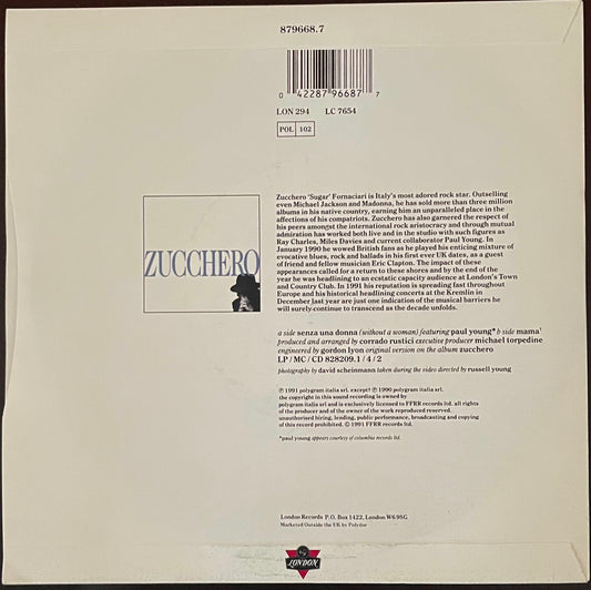 Zucchero, Paul Young – Senza Una Donna (Without A Woman) - USED Vinyl 7" Single