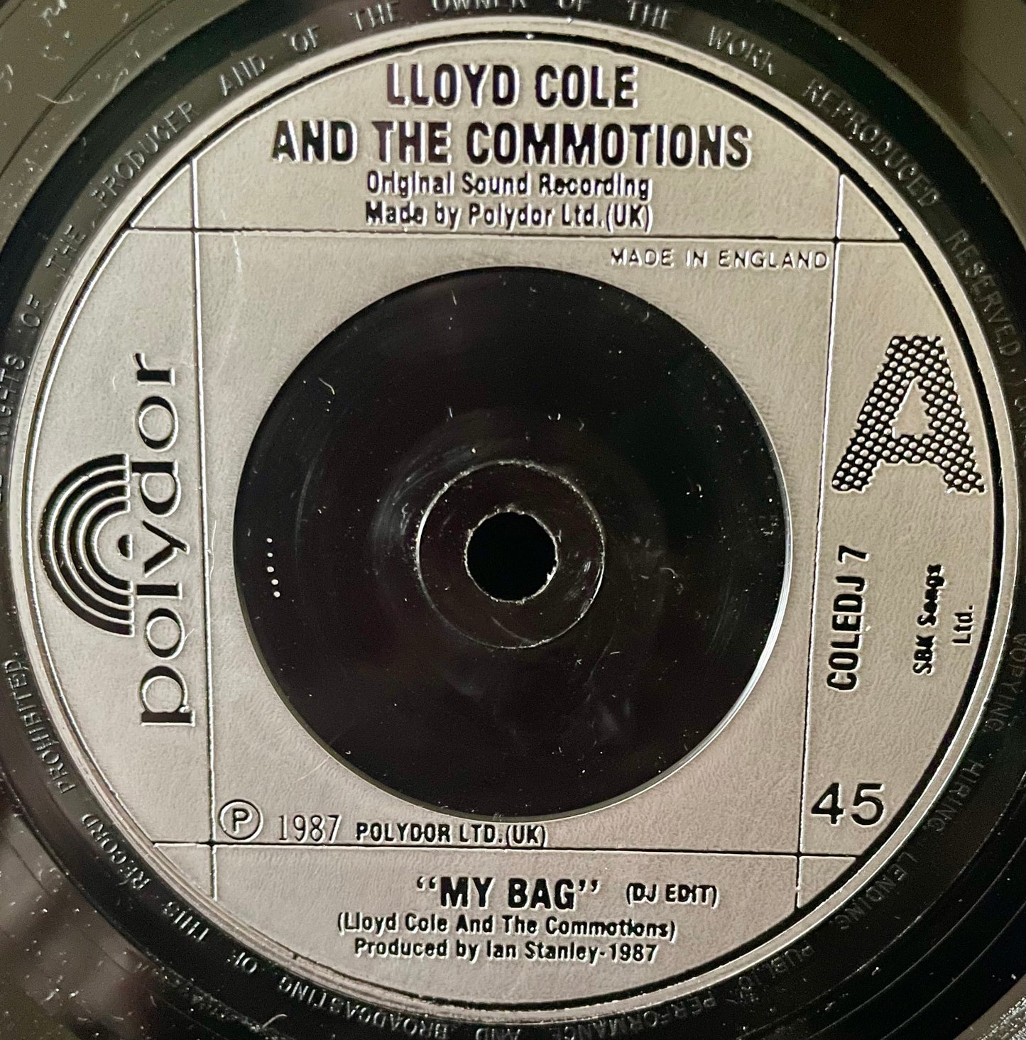 Lloyd Cole and the Commotions – My Bag - USED Vinyl 7" Single - PROMO