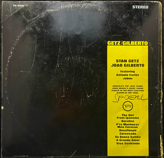Stan Getz / João Gilberto Featuring Antonio Carlos Jobim – Getz / Gilberto - USED Vinyl LP