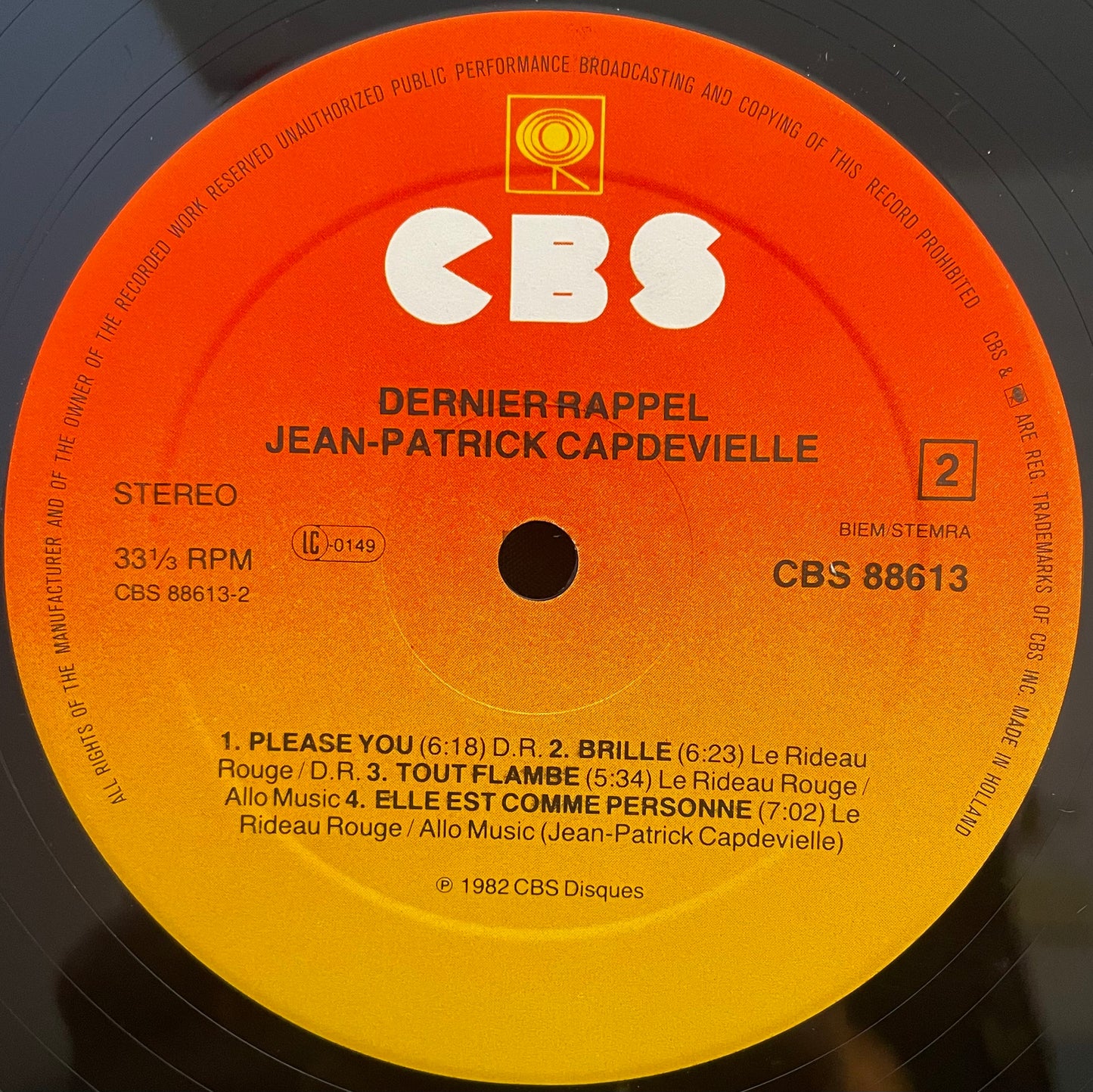 Jean-Patrick Capdevielle – …Dernier Rappel… – USED Vinyl 2LP