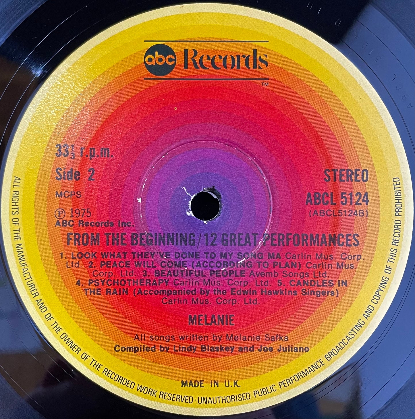 Melanie – From The Beginning / Twelve Great Performances - USED Vinyl LP