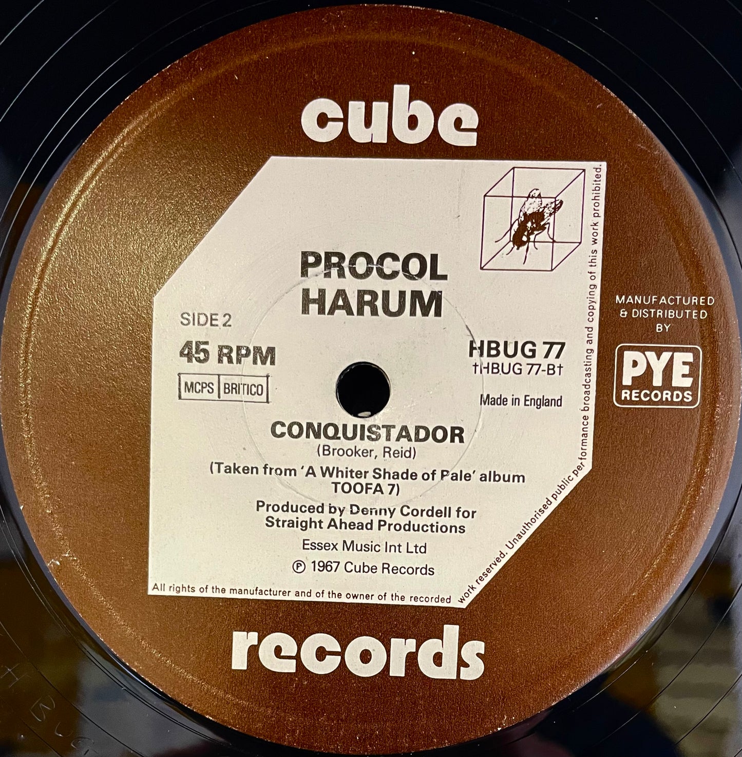 Procol Harum – A Whiter Shade Of Pale c/w Conquistador - USED Vinyl 12" Single