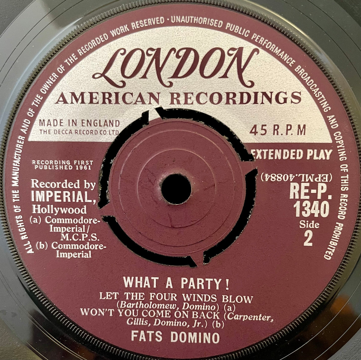 Fats Domino – What A Party ! - USED Vinyl 7" EP Mono
