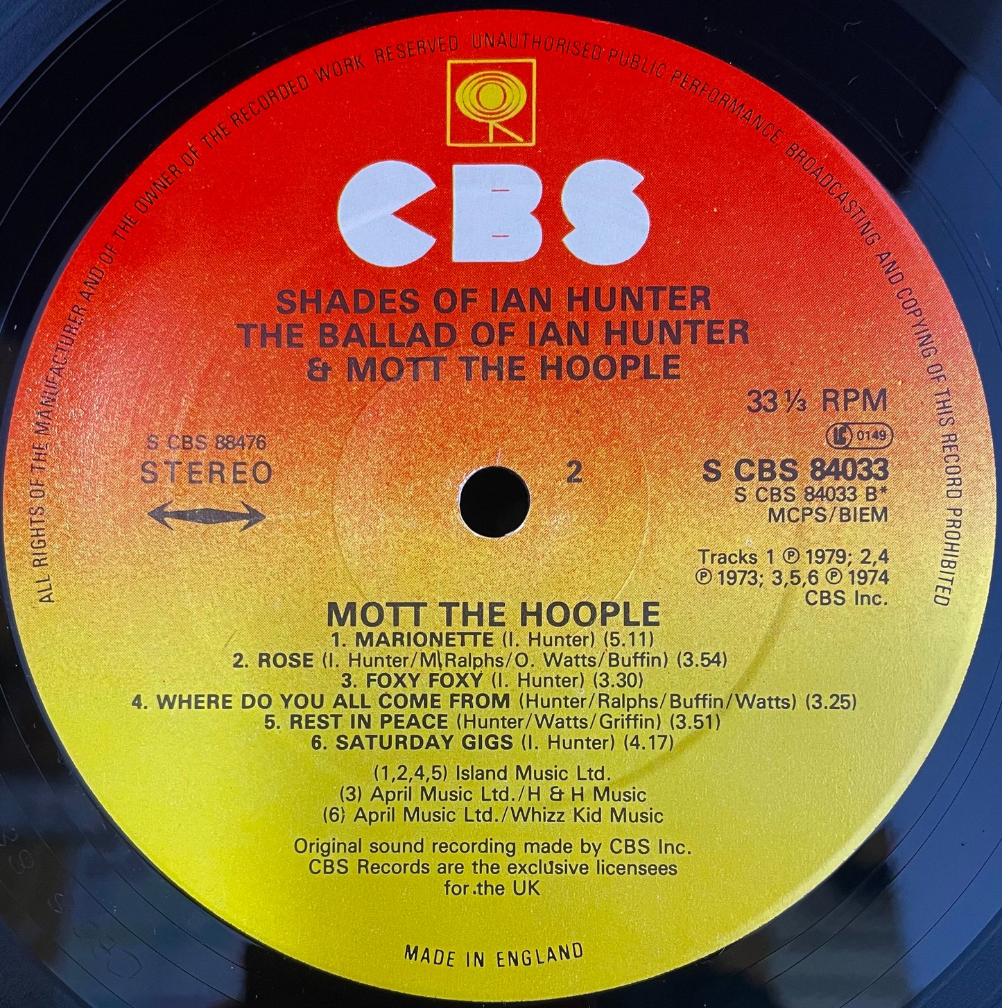 Ian Hunter – Shades Of Ian Hunter - The Ballad Of Ian Hunter & Mott The Hoople - USED Vinyl 2LP