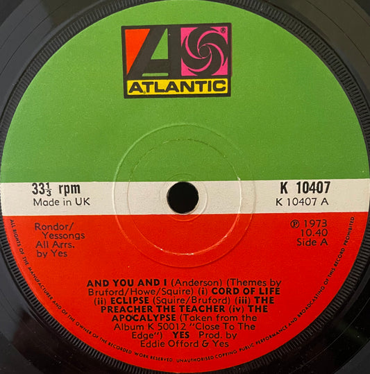 Yes – And You And I - USED Vinyl 7" Single