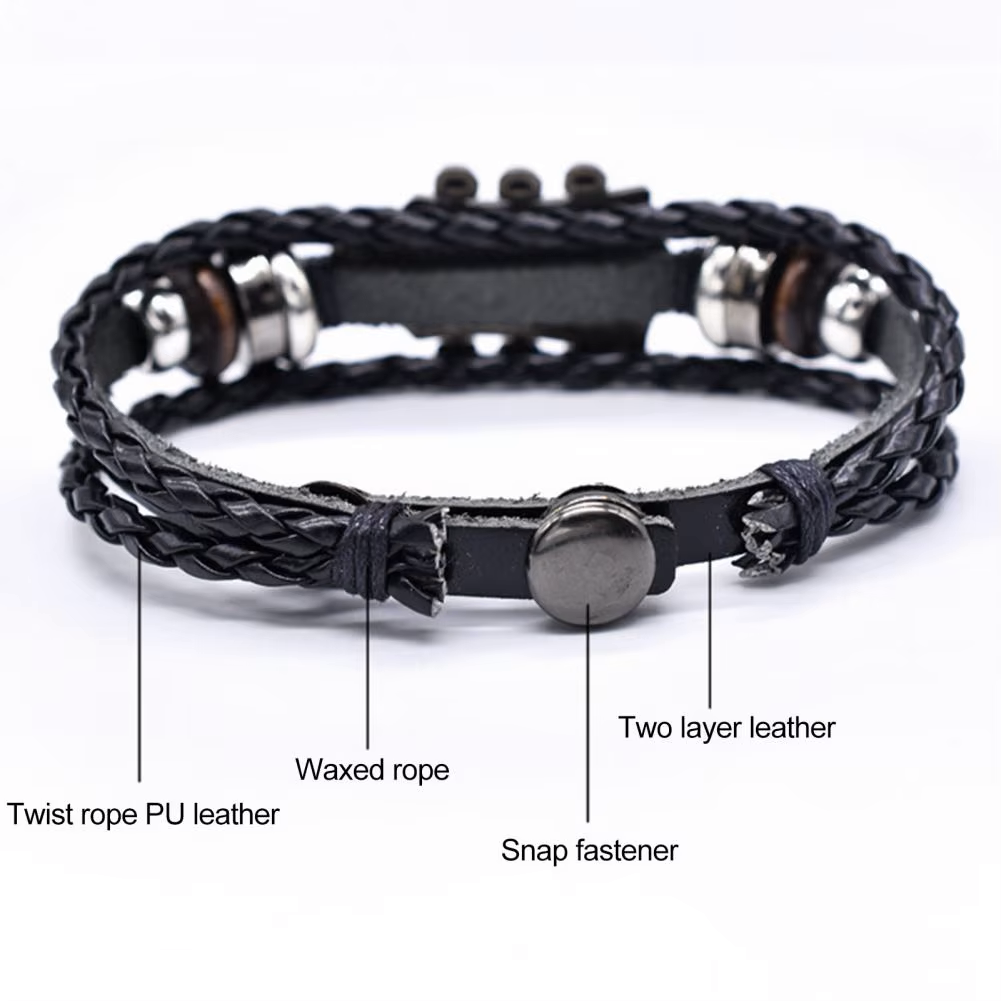 Braided Faux Leather Guitar Bracelet