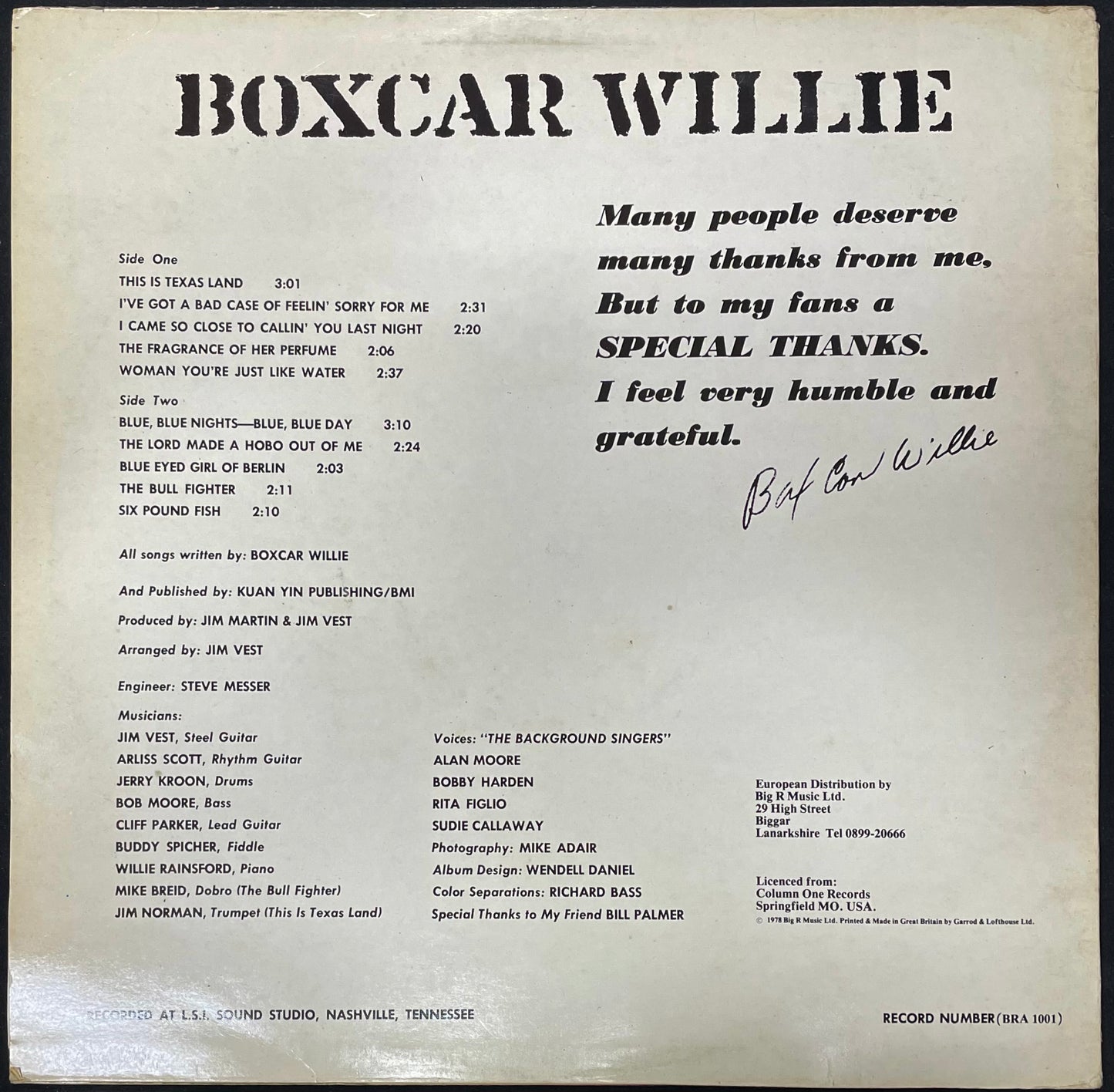 Boxcar Willie – Boxcar Willie - USED Vinyl LP