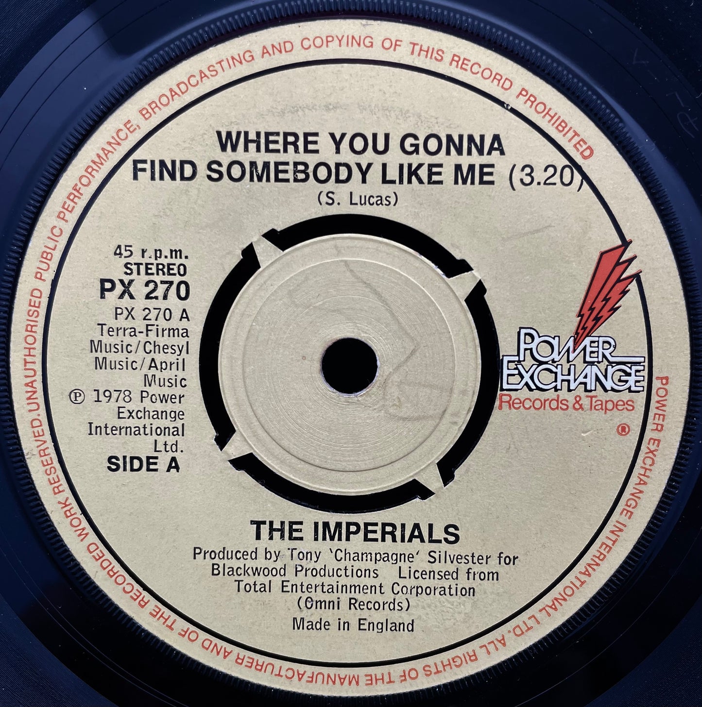 The Imperials – Where You Gonna Find Somebody Like Me – USED Vinyl 7" Single