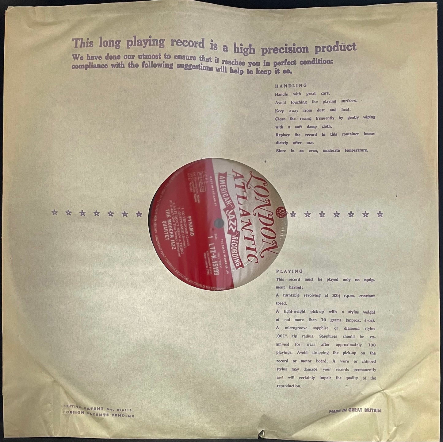 The Modern Jazz Quartet – Pyramid - USED Vinyl LP - MONO