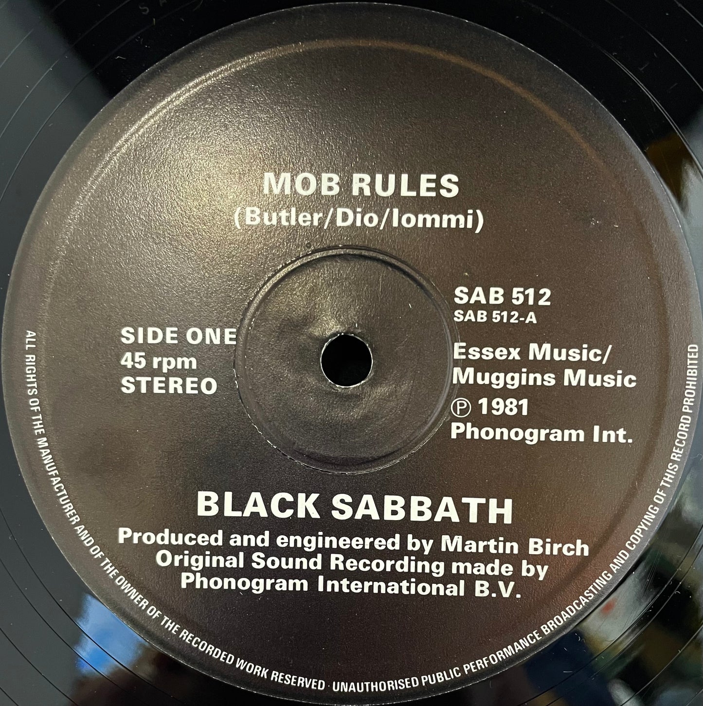Black Sabbath – Mob Rules - USED Vinyl 12" Single