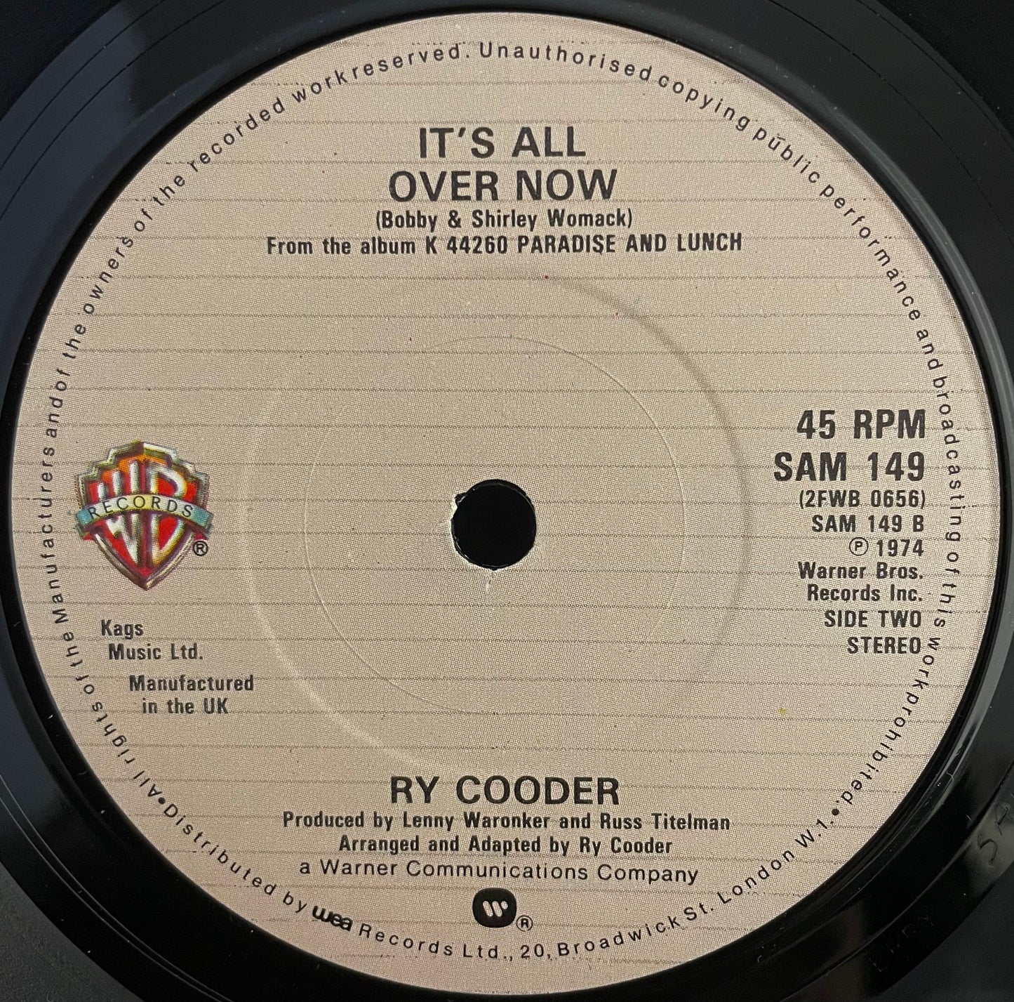 Ry Cooder – Gypsy Woman – USED Vinyl 2x7" Single Limited Edition