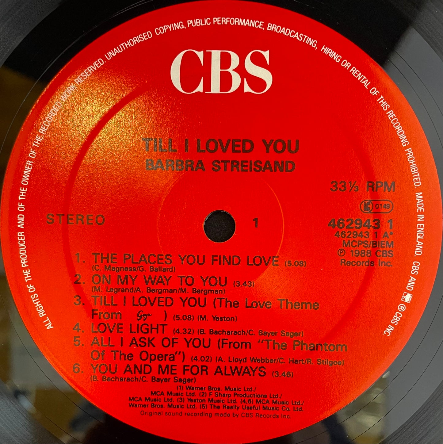 Barbra Streisand – Till I Loved You - USED Vinyl LP