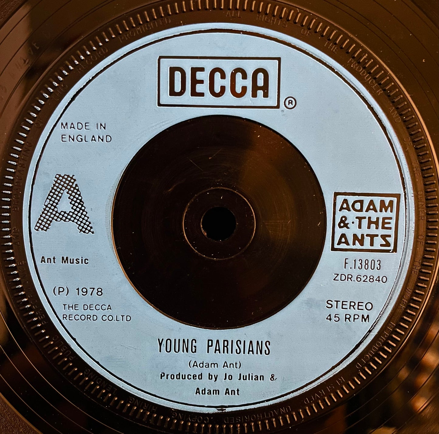 Adam And The Ants – Young Parisians – USED Vinyl 7" Single