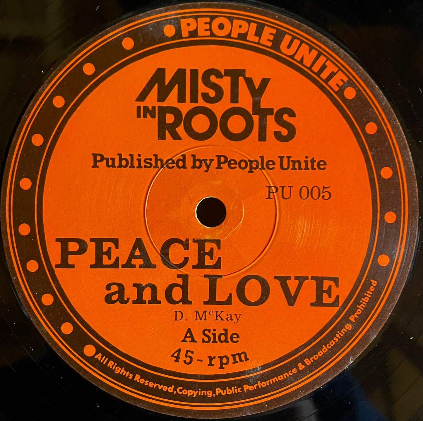 Misty In Roots – Peace And Love / Bail Out - USED Vinyl 12" Single