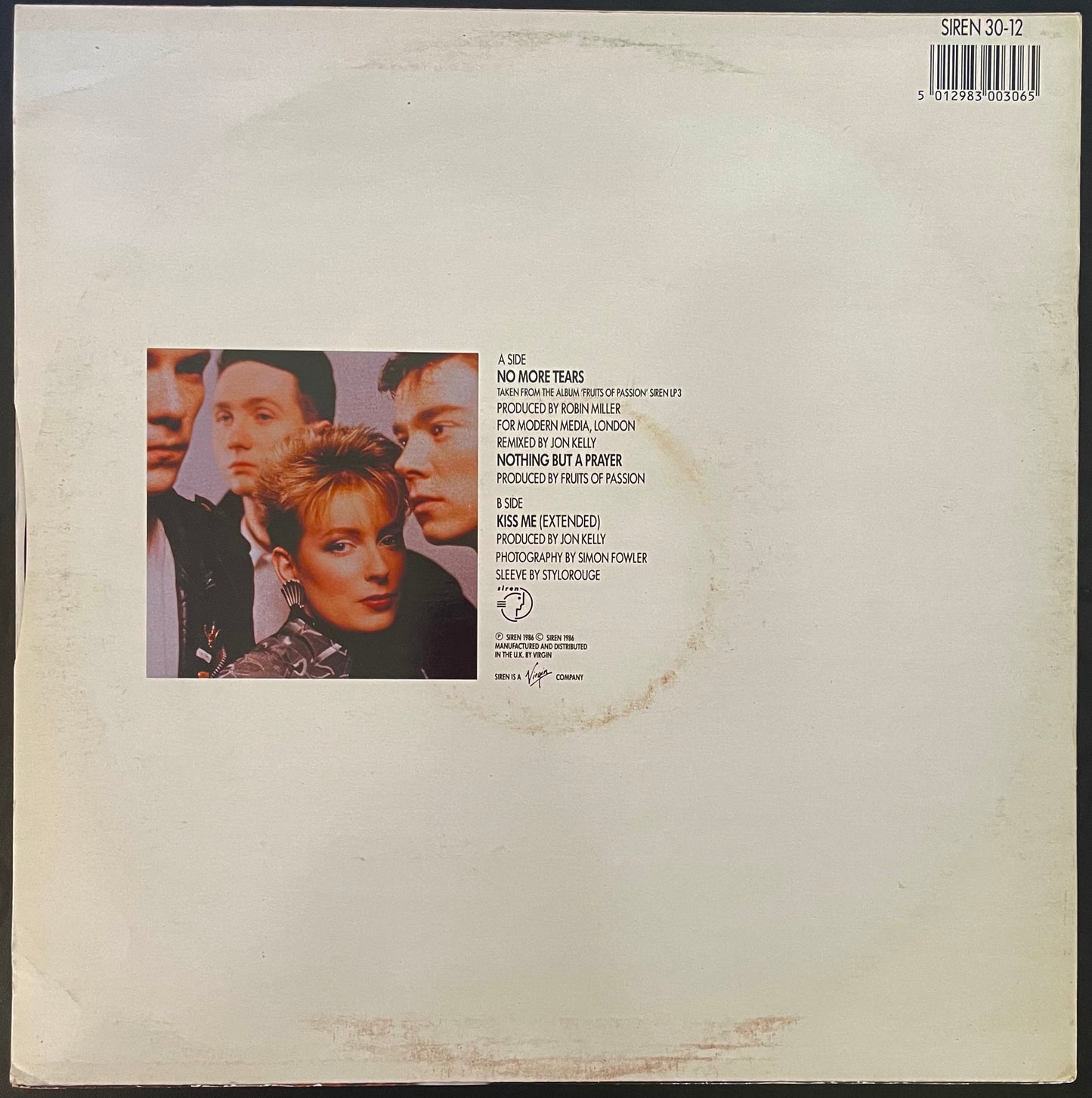 Fruits Of Passion – No More Tears - USED Vinyl 12" Single