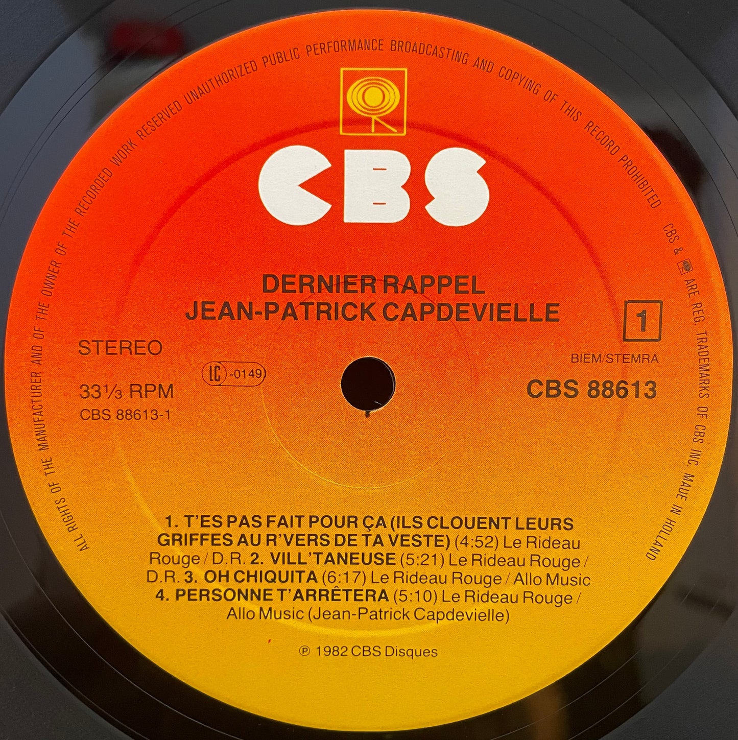 Jean-Patrick Capdevielle – …Dernier Rappel… – USED Vinyl 2LP