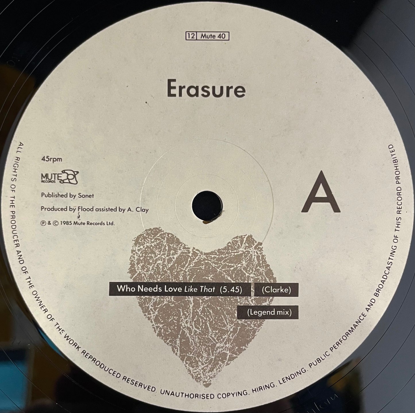 Erasure – Who Needs Love Like That - USED Vinyl 12" Single
