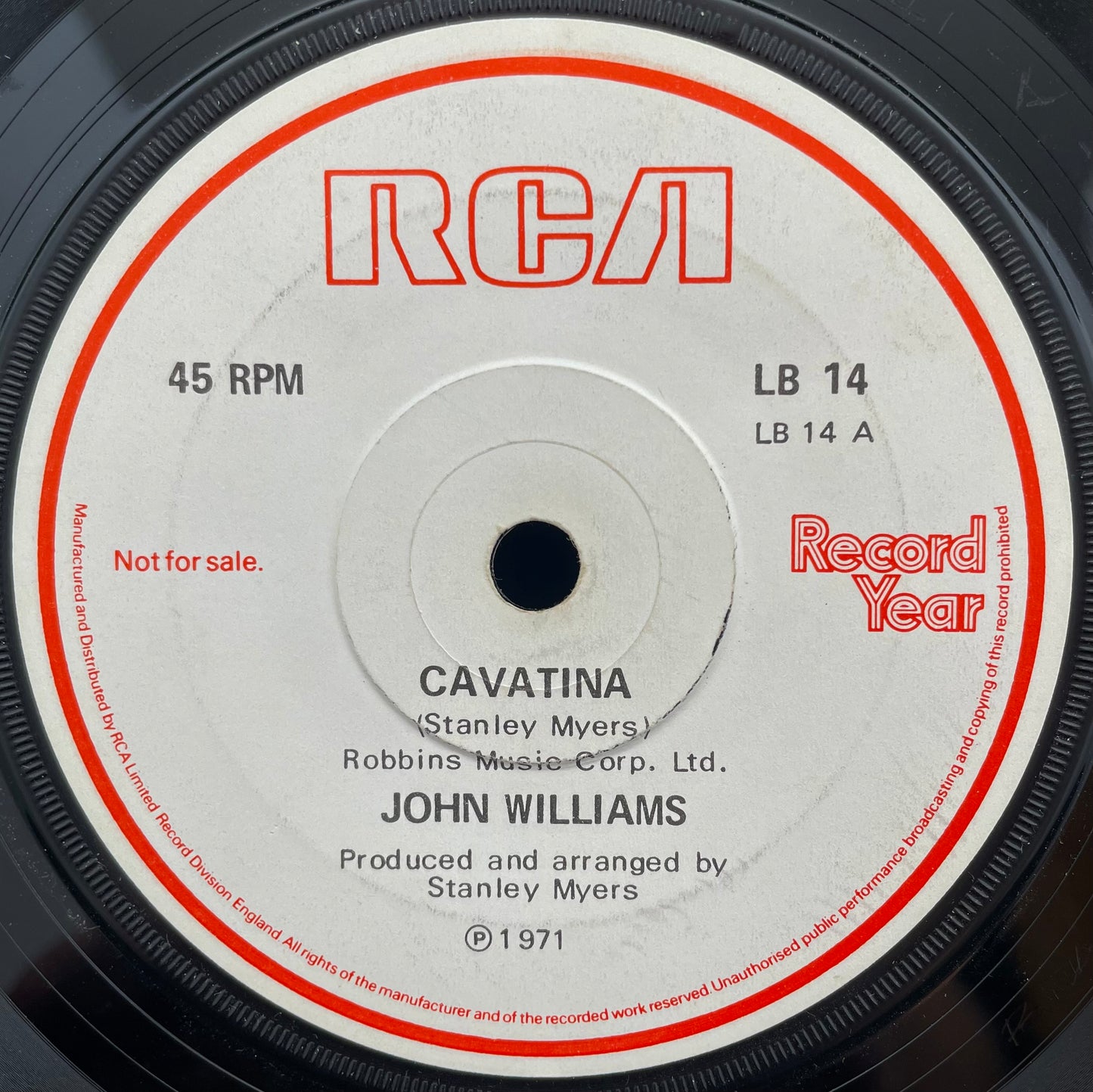 John Williams / Noel Edmonds – Cavatina – gebrauchte 7"-Vinyl-Single