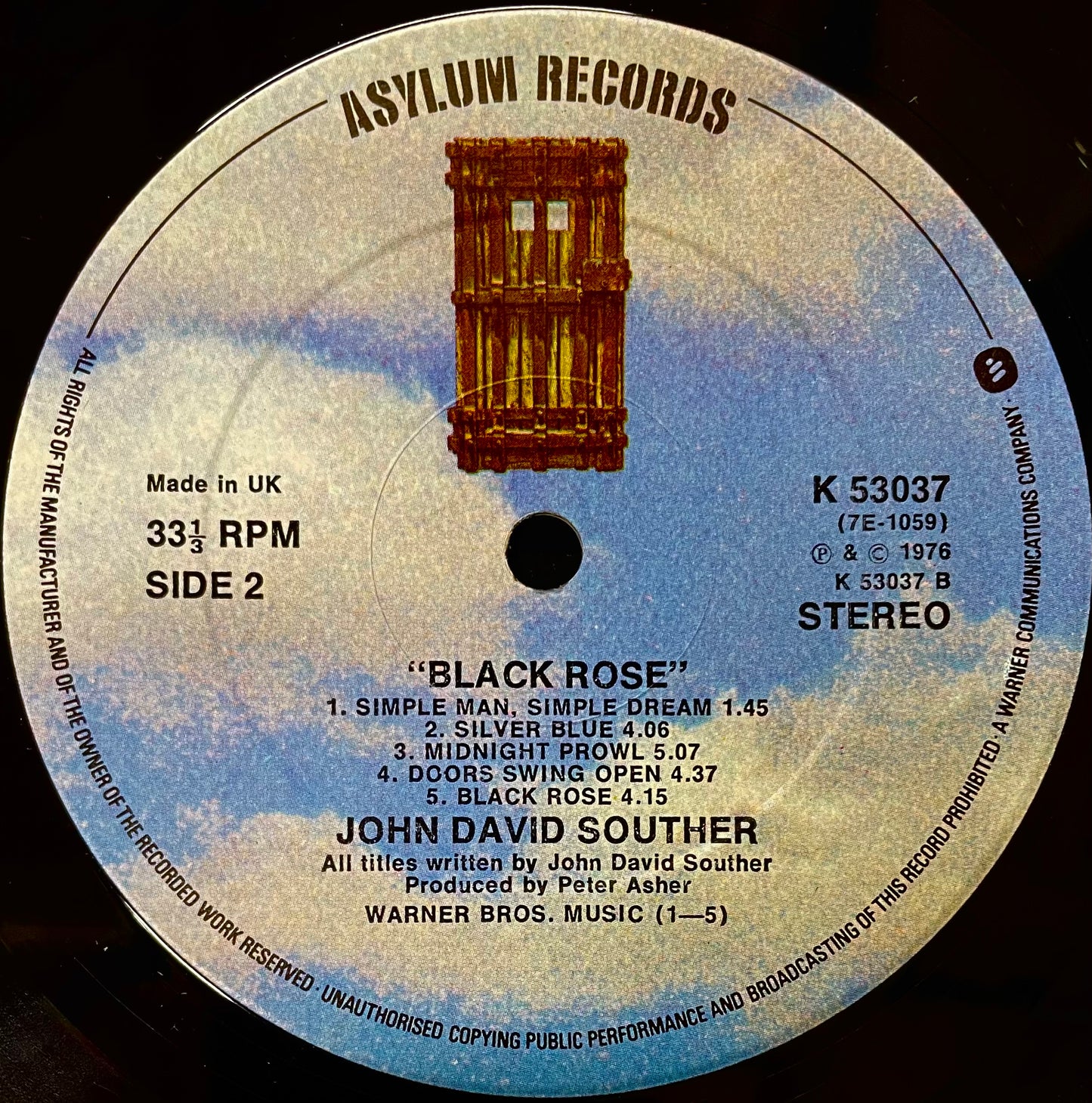 John David Souther – Black Rose - USED Vinyl LP