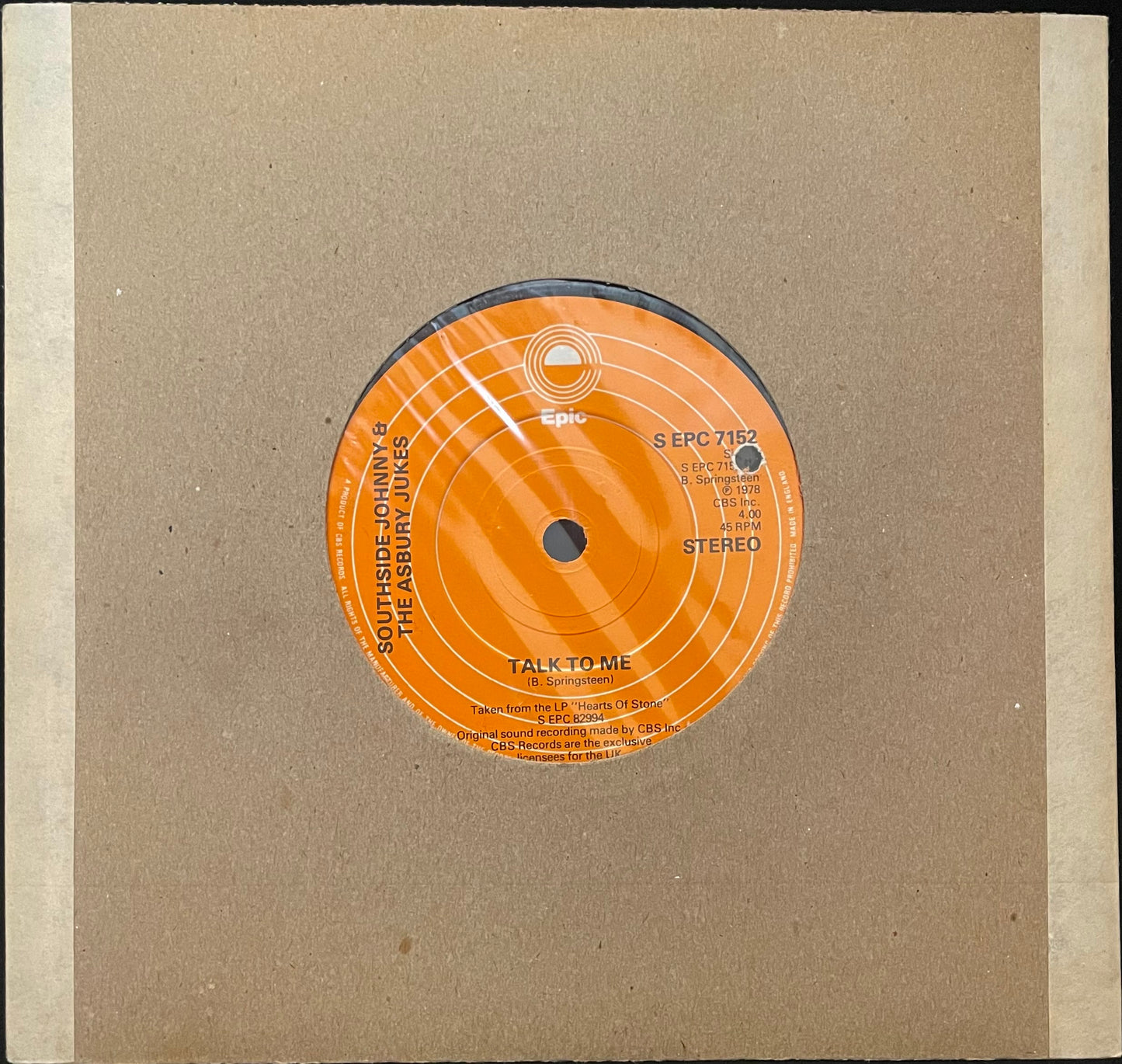 Southside Johnny & The Asbury Jukes – Talk To Me - USED Vinyl 7" Single