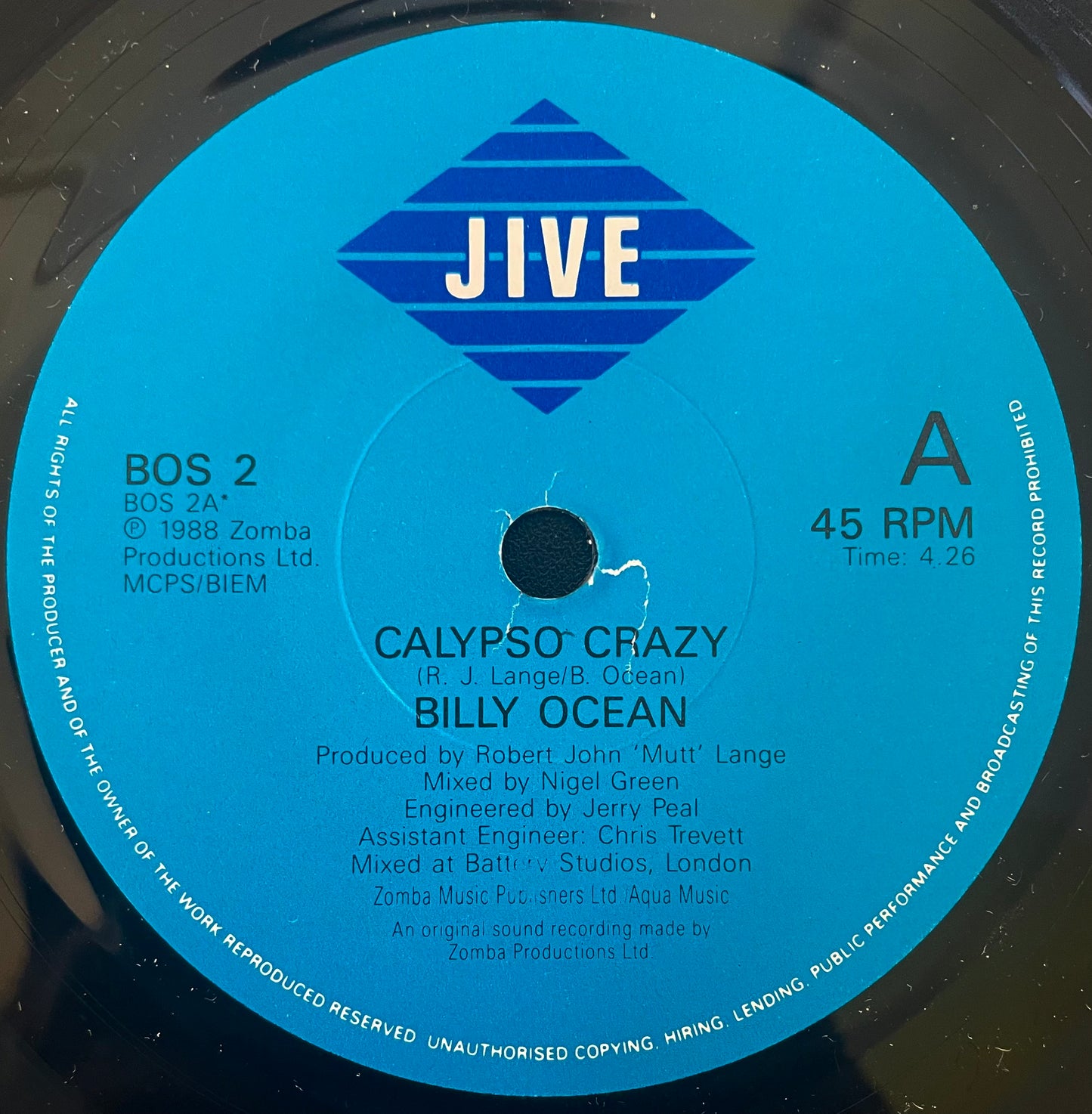 Billy Ocean – Calypso Crazy - USED Vinyl 7" Single