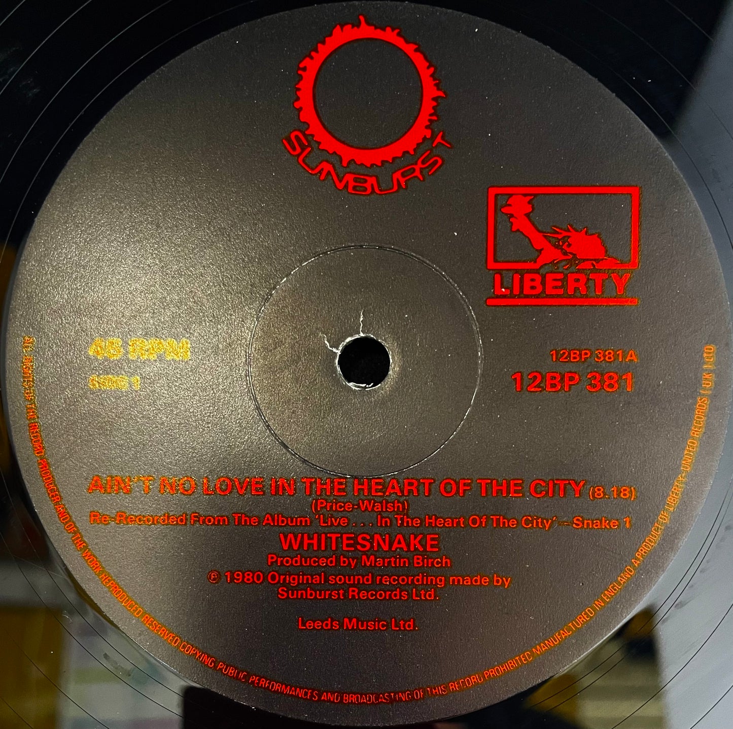 Whitesnake – Ain't No Love In The Heart Of The City - USED Vinyl 12" Single